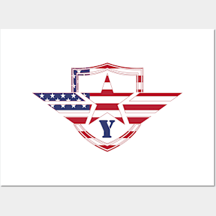 Letter Y American Flag Monogram Initial Posters and Art